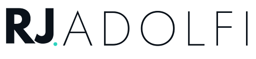 RJ Adolfi horizontal logo — dark version